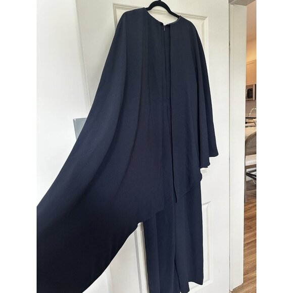 KAREN MILLEN NWT Tailored Asymmetric Draped Cape Straight Leg Jumpsuit Navy 10 - Picture 9 of 13